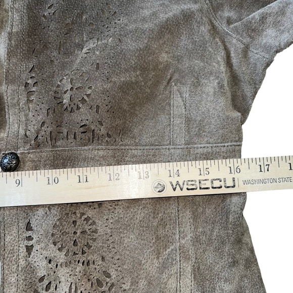 Willi Smith Brown Leather Cut Out Single Button Boho Indie Jacket Small‎ - Picture 4 of 8